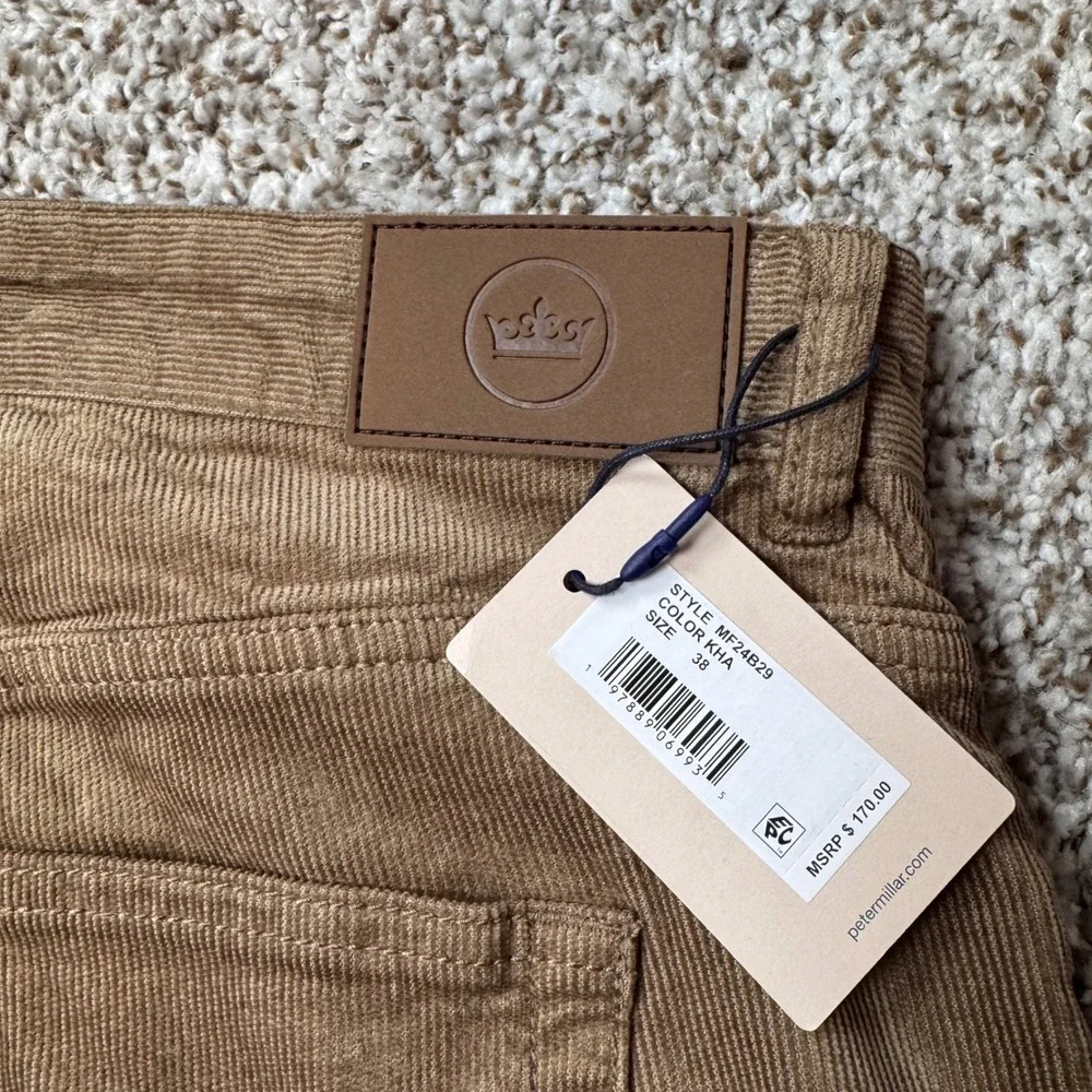 Peter‎ Millar Classic Fit Men 38x34 Superior Corduroy Tan Pant 2-Way Stretch New